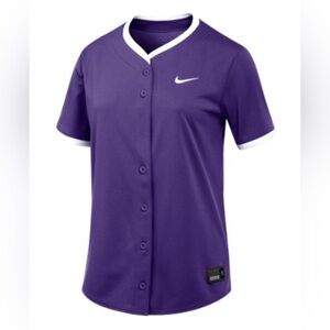 WOMEN'S NIKE STOCK VAPOR SELECT 2 FULL BUTTON SOFTBALL JERSEY PURPLE/WHITE NWT